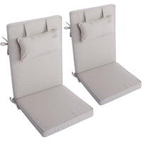 Hochlehnerauflage mit Kopfkissen 2er Set DUBAI - Gartenstuhl Auflage, bequeme Sitzauflage für Gartenmöbel, Stuhlkissen