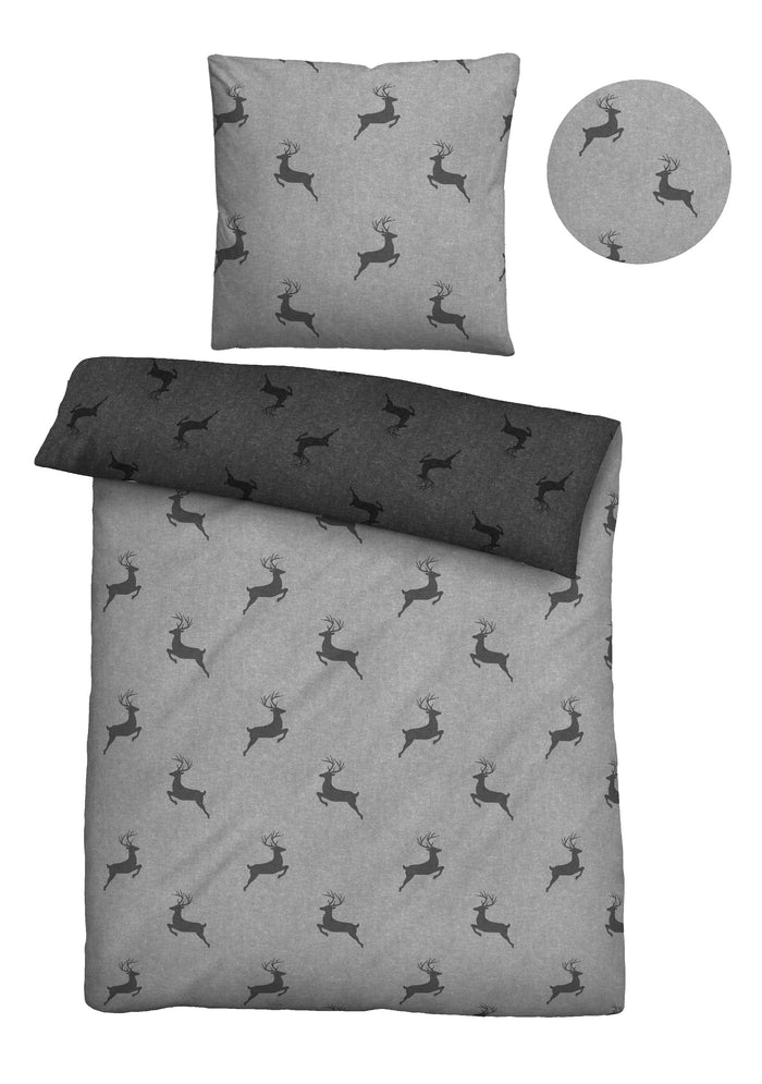 biberna Melange-Flanell Bettwäsche 155x200/220 cm + 80x80 cm