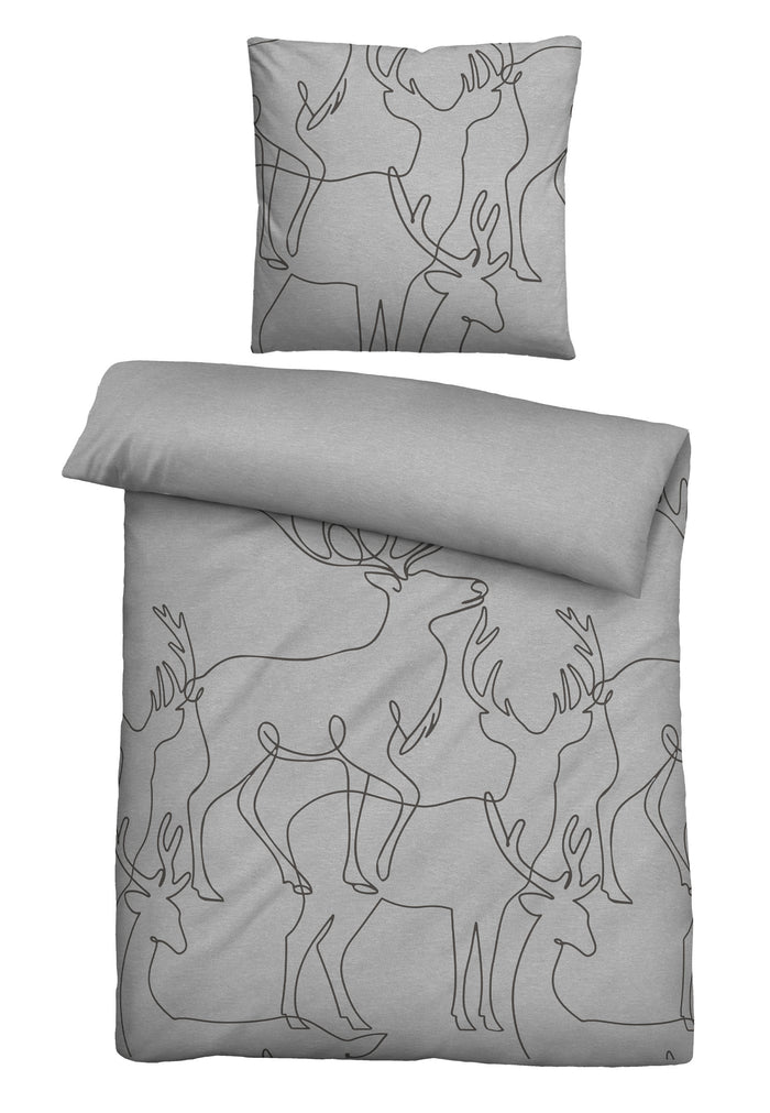 biberna Melange-Flanell Bettwäsche 155x200/220 cm + 80x80 cm