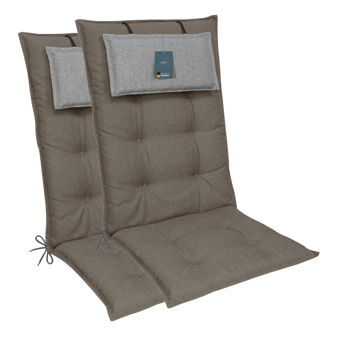 Hochlehnerauflage 2er Set MARBELLA - Gartenstuhl Auflage, bequeme Sitzauflage für Gartenmöbel, Stuhlkissen