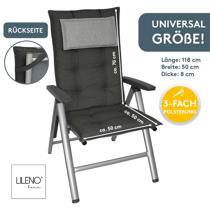 Hochlehnerauflage 2er Set MARBELLA - Gartenstuhl Auflage, bequeme Sitzauflage für Gartenmöbel, Stuhlkissen