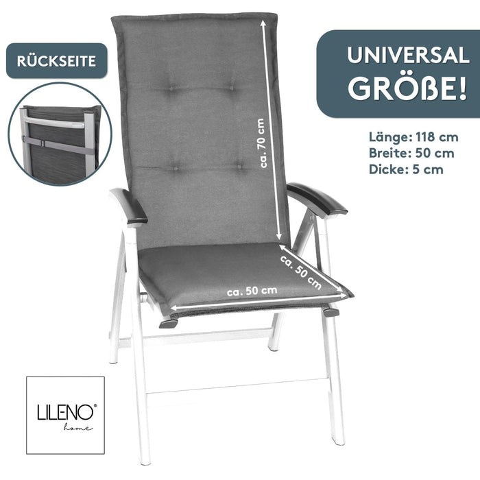 Hochlehnerauflage Gartenstuhl Auflage 2er Set FLORENCE, bequeme Sitzauflage für Gartenmöbel, Stuhlkissen