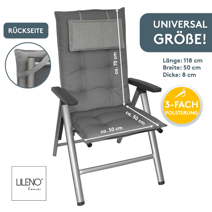 Hochlehnerauflage 2er Set MARBELLA - Gartenstuhl Auflage, bequeme Sitzauflage für Gartenmöbel, Stuhlkissen