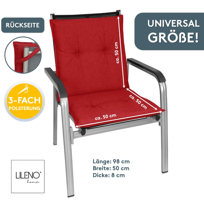 Niedriglehnerauflage 2er Set MARBELLA - Gartenstuhl Auflage, bequeme Sitzauflage für Gartenmöbel, Stuhlkissen