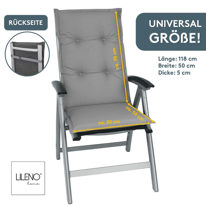 Hochlehnerauflage Gartenstuhl Auflage 2er Set FLORENCE, bequeme Sitzauflage für Gartenmöbel, Stuhlkissen