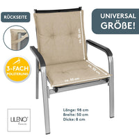 Niedriglehnerauflage 2er Set MARBELLA - Gartenstuhl Auflage, bequeme Sitzauflage für Gartenmöbel, Stuhlkissen
