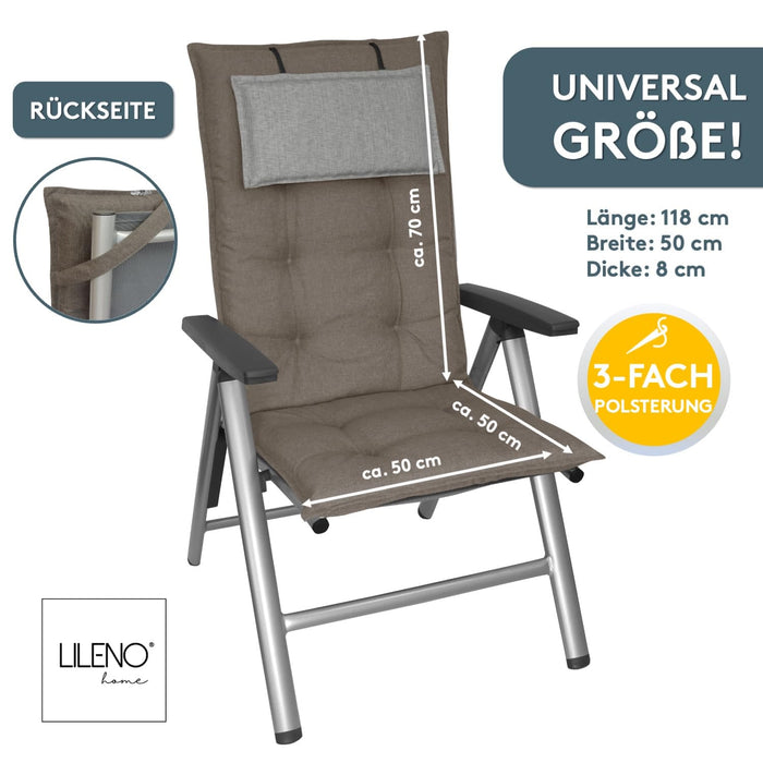 Hochlehnerauflage 2er Set MARBELLA - Gartenstuhl Auflage, bequeme Sitzauflage für Gartenmöbel, Stuhlkissen