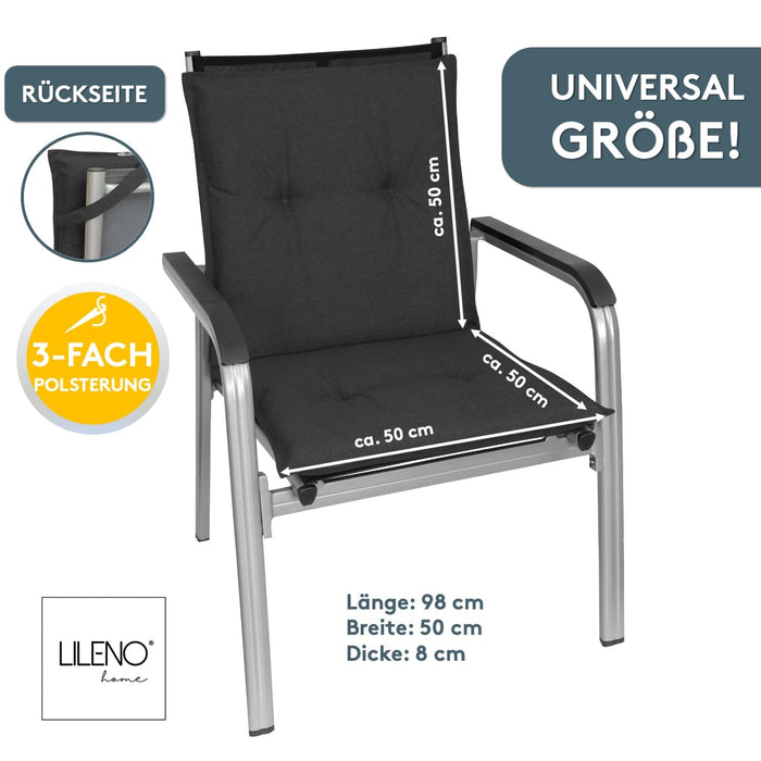 Niedriglehnerauflage 2er Set MARBELLA - Gartenstuhl Auflage, bequeme Sitzauflage für Gartenmöbel, Stuhlkissen
