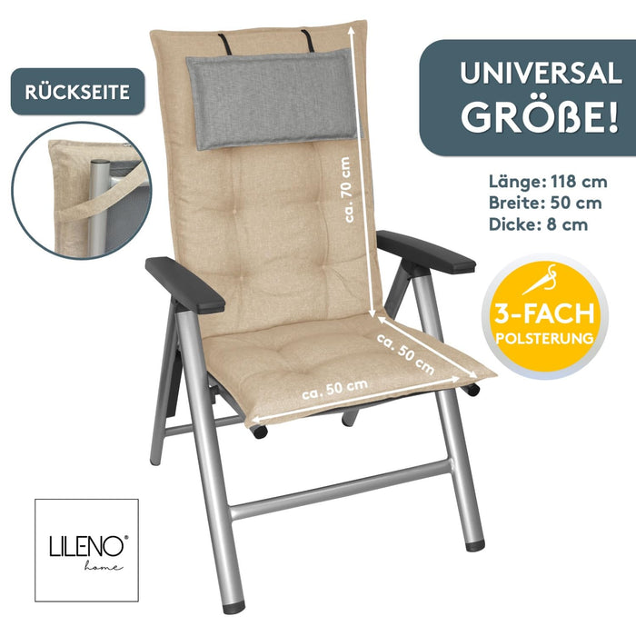 Hochlehnerauflage 2er Set MARBELLA - Gartenstuhl Auflage, bequeme Sitzauflage für Gartenmöbel, Stuhlkissen