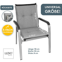 Niedriglehnerauflage 2er Set MARBELLA - Gartenstuhl Auflage, bequeme Sitzauflage für Gartenmöbel, Stuhlkissen