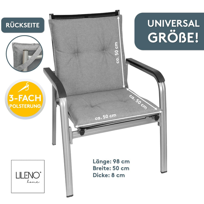 Niedriglehnerauflage 2er Set MARBELLA - Gartenstuhl Auflage, bequeme Sitzauflage für Gartenmöbel, Stuhlkissen