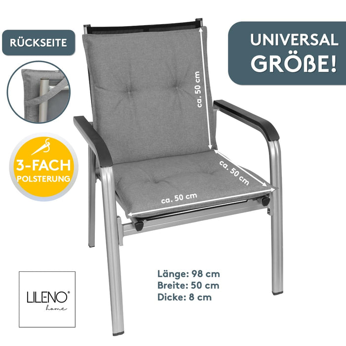 Niedriglehnerauflage 2er Set MARBELLA - Gartenstuhl Auflage, bequeme Sitzauflage für Gartenmöbel, Stuhlkissen