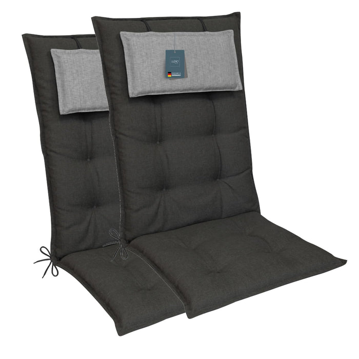 Hochlehnerauflage 2er Set MARBELLA - Gartenstuhl Auflage, bequeme Sitzauflage für Gartenmöbel, Stuhlkissen