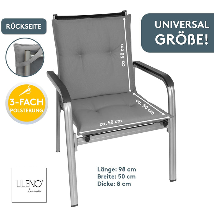 Niedriglehnerauflage 2er Set MARBELLA - Gartenstuhl Auflage, bequeme Sitzauflage für Gartenmöbel, Stuhlkissen