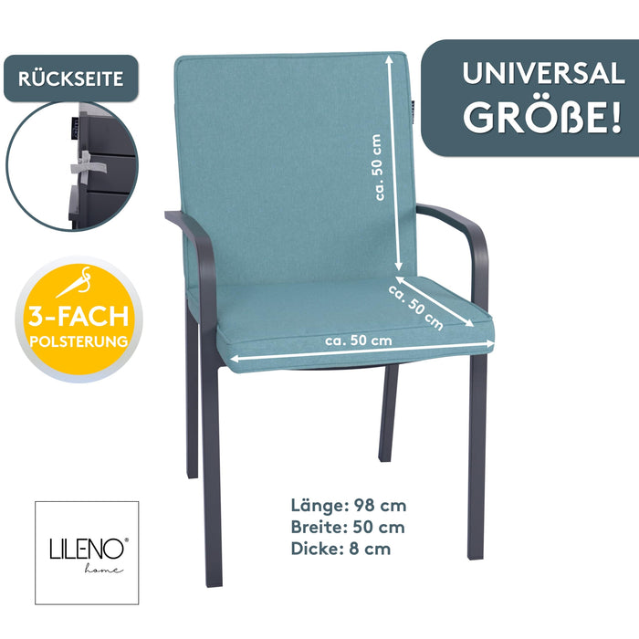 Niedriglehnerauflage 2er Set DUBAI - Gartenstuhl Auflage, bequeme Sitzauflage für Gartenmöbel, Stuhlkissen