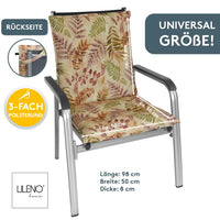 Niedriglehnerauflage 2er Set MARBELLA - Gartenstuhl Auflage, bequeme Sitzauflage für Gartenmöbel, Stuhlkissen