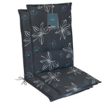Hochlehnerauflage Gartenstuhl Auflage 2er Set FLORENCE, bequeme Sitzauflage für Gartenmöbel, Stuhlkissen