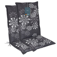 Hochlehnerauflage Gartenstuhl Auflage 2er Set FLORENCE, bequeme Sitzauflage für Gartenmöbel, Stuhlkissen