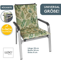 Niedriglehnerauflage 2er Set MARBELLA - Gartenstuhl Auflage, bequeme Sitzauflage für Gartenmöbel, Stuhlkissen