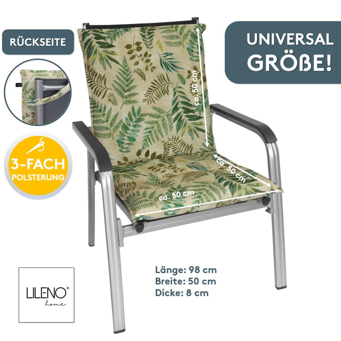 Niedriglehnerauflage 2er Set MARBELLA - Gartenstuhl Auflage, bequeme Sitzauflage für Gartenmöbel, Stuhlkissen