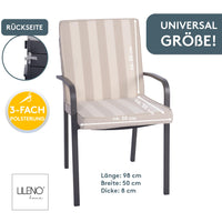 Niedriglehnerauflage 2er Set DUBAI - Gartenstuhl Auflage, bequeme Sitzauflage für Gartenmöbel, Stuhlkissen