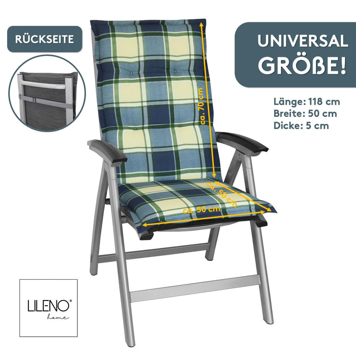 Hochlehnerauflage Gartenstuhl Auflage 2er Set FLORENCE, bequeme Sitzauflage für Gartenmöbel, Stuhlkissen