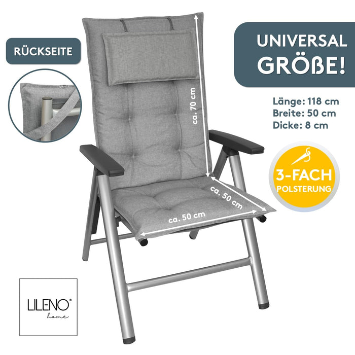 Hochlehnerauflage 2er Set MARBELLA - Gartenstuhl Auflage, bequeme Sitzauflage für Gartenmöbel, Stuhlkissen