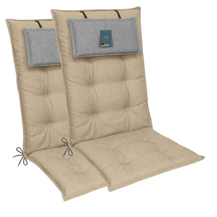 Hochlehnerauflage 2er Set MARBELLA - Gartenstuhl Auflage, bequeme Sitzauflage für Gartenmöbel, Stuhlkissen