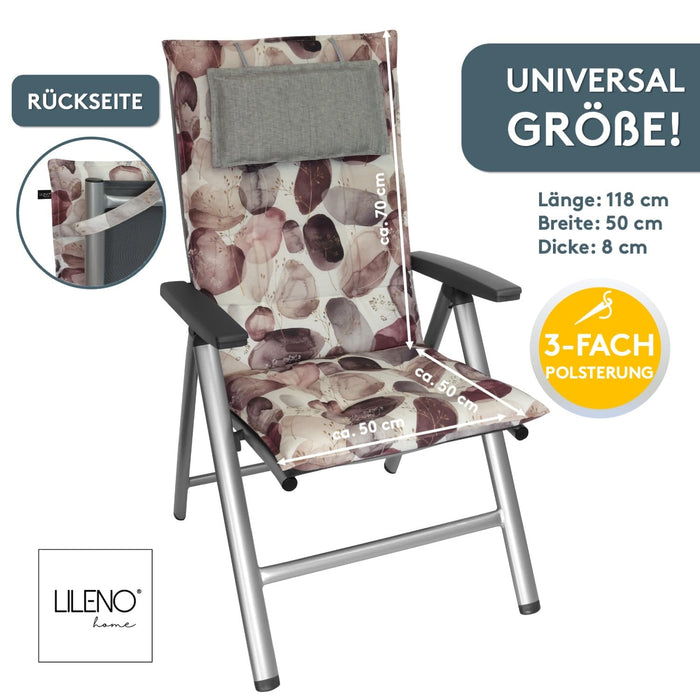 Hochlehnerauflage 2er Set MARBELLA - Gartenstuhl Auflage, bequeme Sitzauflage für Gartenmöbel, Stuhlkissen