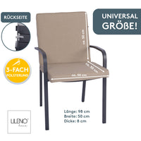 Niedriglehnerauflage 2er Set DUBAI - Gartenstuhl Auflage, bequeme Sitzauflage für Gartenmöbel, Stuhlkissen