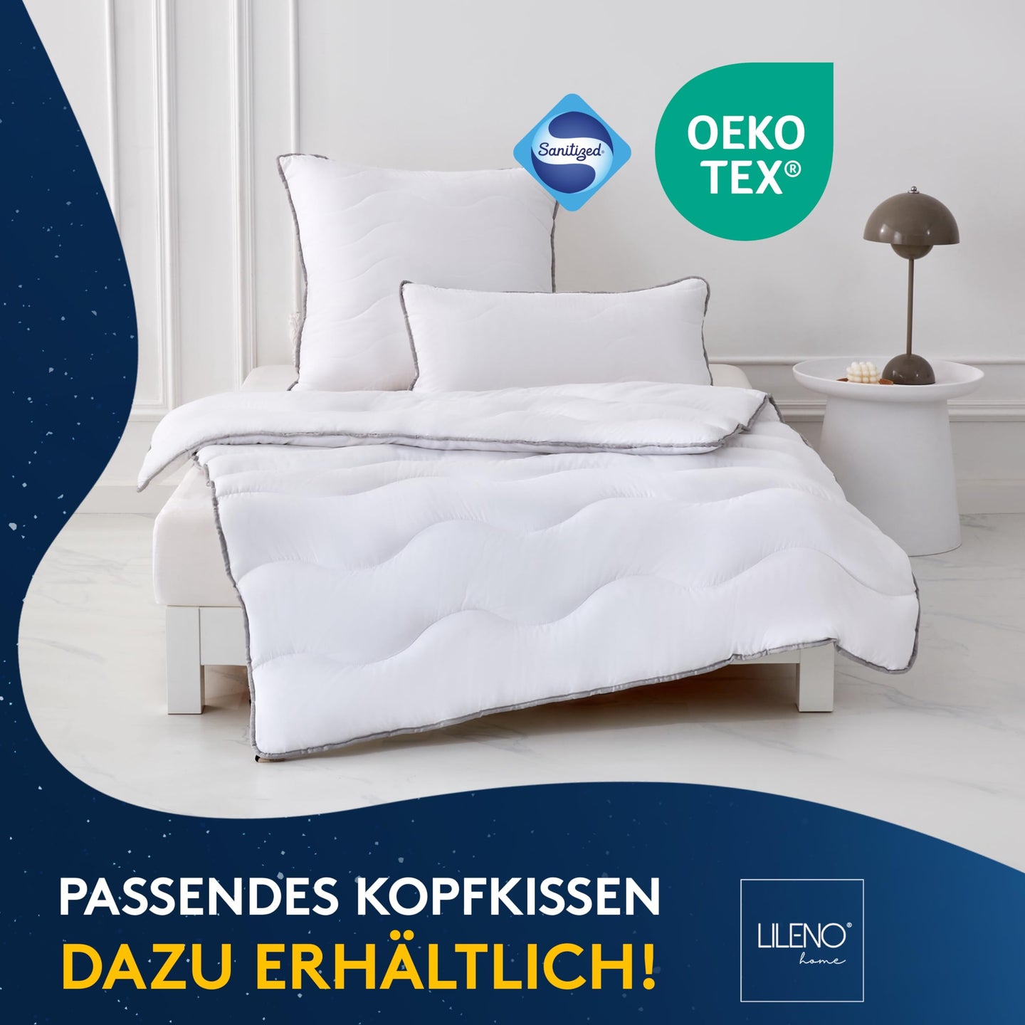 Premium Ganzjahresdecke mit Sanitized Hypoallergen - in verschiedenen Größen und optional mit Kissen