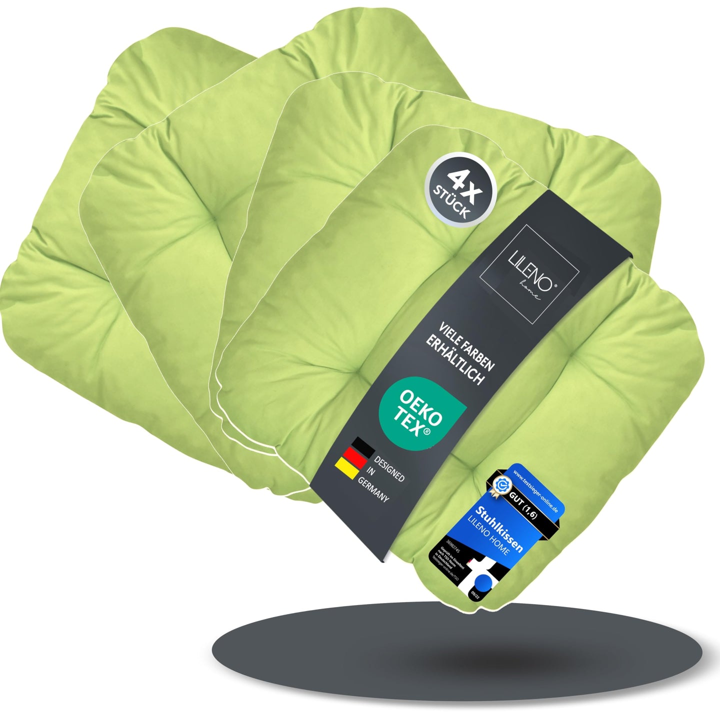 Stuhlkissen LISA CAPRI 4er Set - Sitzkissen für Gartenstuhl, Küchenstuhl oder Esszimmerstuhl