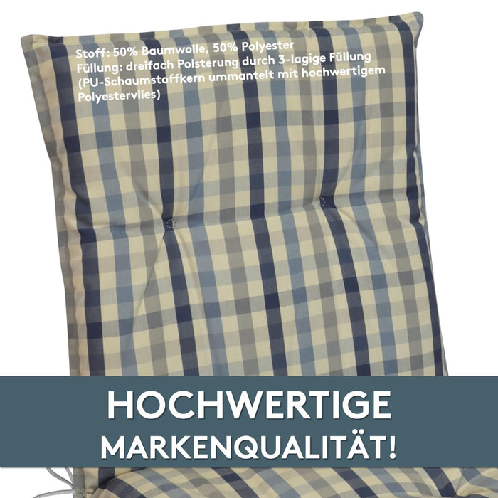 Niedriglehnerauflage 2er Set MARBELLA - Gartenstuhl Auflage, bequeme Sitzauflage für Gartenmöbel, Stuhlkissen