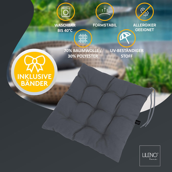 Stuhlkissen Linda Fiume 6er Set - Sitzkissen für Gartenstuhl, Küchenstuhl oder Esszimmerstuhl