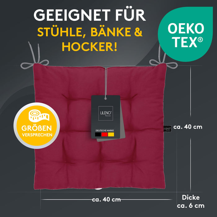 Stuhlkissen Linda Fiume 4er Set - Sitzkissen für Gartenstuhl, Küchenstuhl oder Esszimmerstuhl