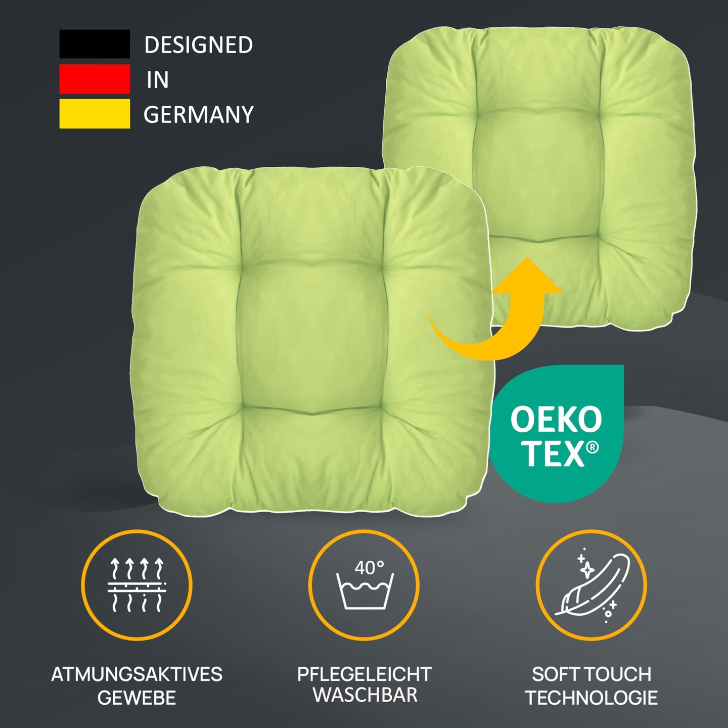 Stuhlkissen LISA CAPRI 4er Set - Sitzkissen für Gartenstuhl, Küchenstuhl oder Esszimmerstuhl