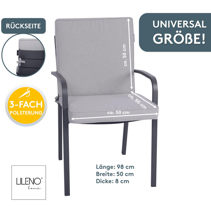 Niedriglehnerauflage 2er Set DUBAI - Gartenstuhl Auflage, bequeme Sitzauflage für Gartenmöbel, Stuhlkissen