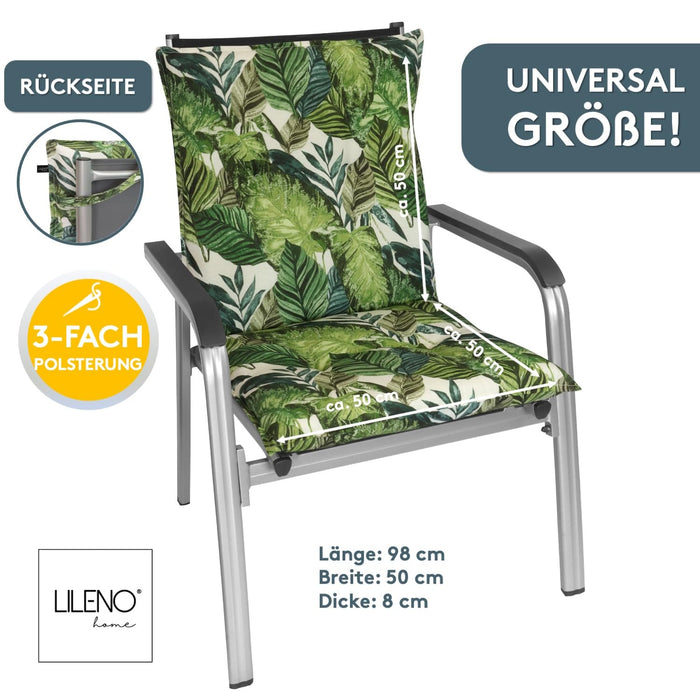 Niedriglehnerauflage 2er Set MARBELLA - Gartenstuhl Auflage, bequeme Sitzauflage für Gartenmöbel, Stuhlkissen