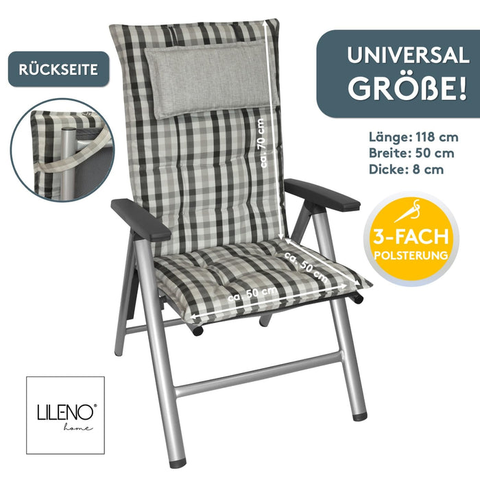 Hochlehnerauflage 2er Set MARBELLA - Gartenstuhl Auflage, bequeme Sitzauflage für Gartenmöbel, Stuhlkissen