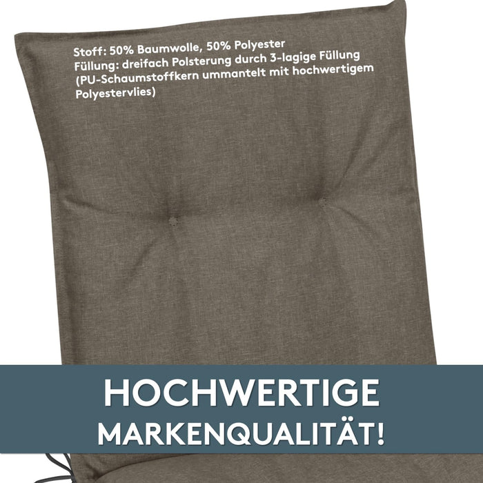 Hochlehnerauflage 2er Set MARBELLA - Gartenstuhl Auflage, bequeme Sitzauflage für Gartenmöbel, Stuhlkissen