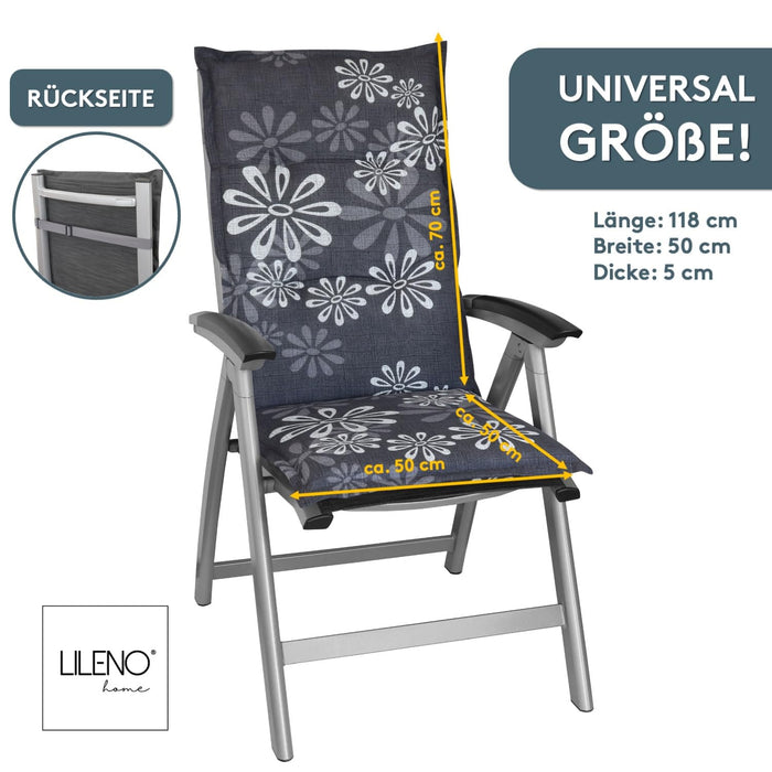 Hochlehnerauflage Gartenstuhl Auflage 2er Set FLORENCE, bequeme Sitzauflage für Gartenmöbel, Stuhlkissen