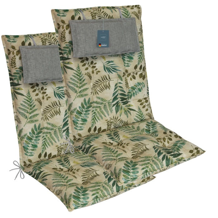 Hochlehnerauflage 2er Set MARBELLA - Gartenstuhl Auflage, bequeme Sitzauflage für Gartenmöbel, Stuhlkissen