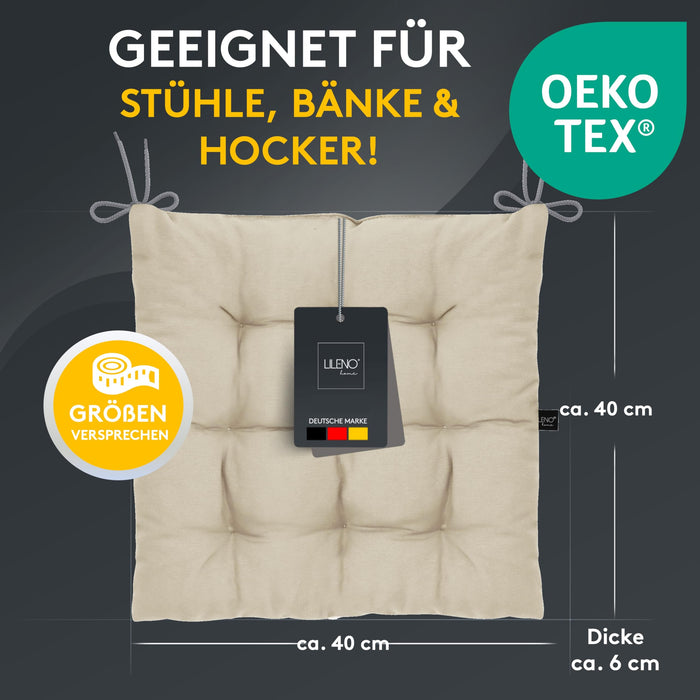 Stuhlkissen Linda Fiume 6er Set - Sitzkissen für Gartenstuhl, Küchenstuhl oder Esszimmerstuhl
