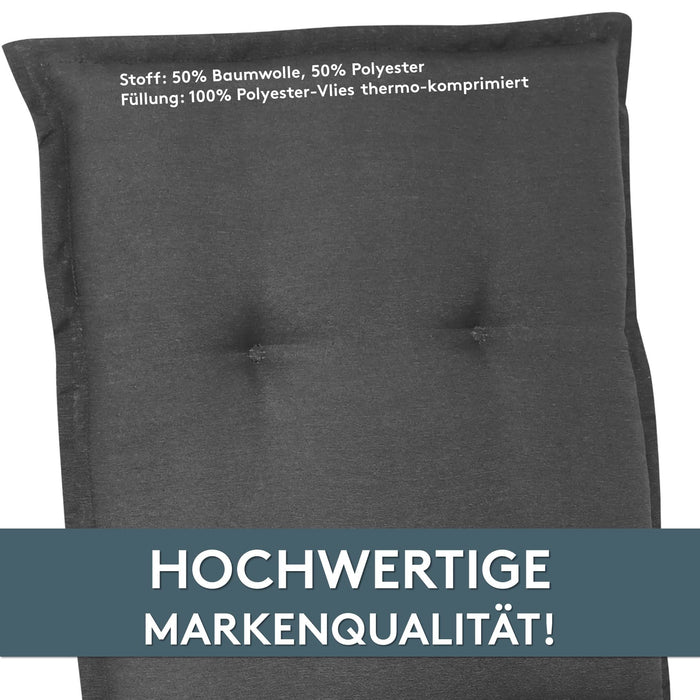 Hochlehnerauflage Gartenstuhl Auflage 2er Set FLORENCE, bequeme Sitzauflage für Gartenmöbel, Stuhlkissen