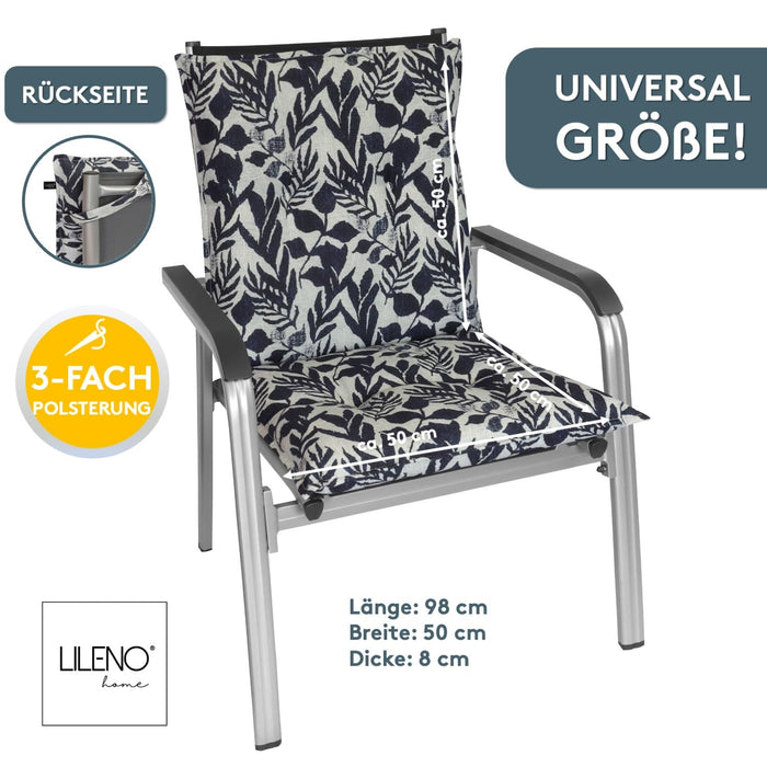 Niedriglehnerauflage 2er Set MARBELLA - Gartenstuhl Auflage, bequeme Sitzauflage für Gartenmöbel, Stuhlkissen