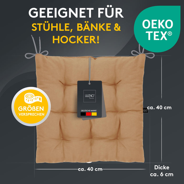 Stuhlkissen Linda Fiume 4er Set - Sitzkissen für Gartenstuhl, Küchenstuhl oder Esszimmerstuhl