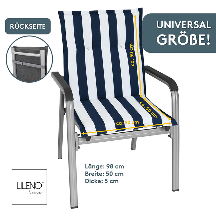 Polsterauflage Niedriglehner 2er Set, bequeme Sitzauflage für Gartenstühle, Stuhlkissen