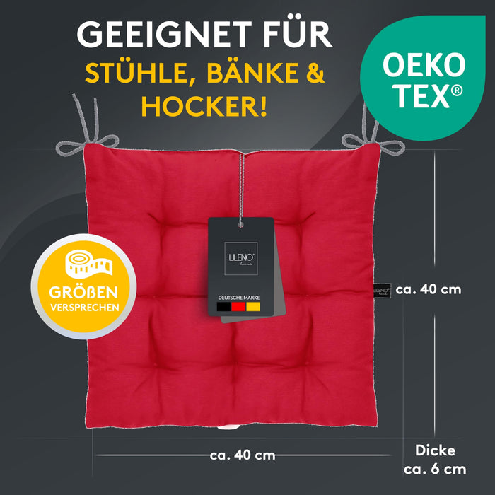 Stuhlkissen Linda Fiume 6er Set - Sitzkissen für Gartenstuhl, Küchenstuhl oder Esszimmerstuhl