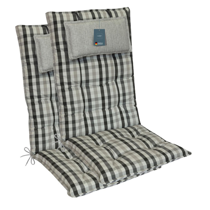 Hochlehnerauflage 2er Set MARBELLA - Gartenstuhl Auflage, bequeme Sitzauflage für Gartenmöbel, Stuhlkissen
