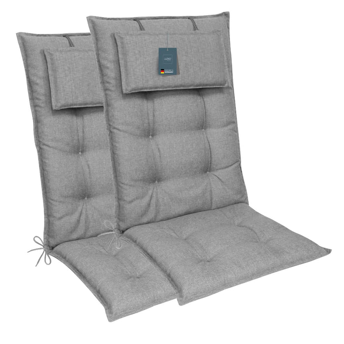 Hochlehnerauflage 2er Set MARBELLA - Gartenstuhl Auflage, bequeme Sitzauflage für Gartenmöbel, Stuhlkissen